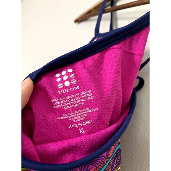 Title Nine Pink Geometric Tankini Set Womens Sz L/XL Full Coverage Swimsuit - Picture 9 of 13